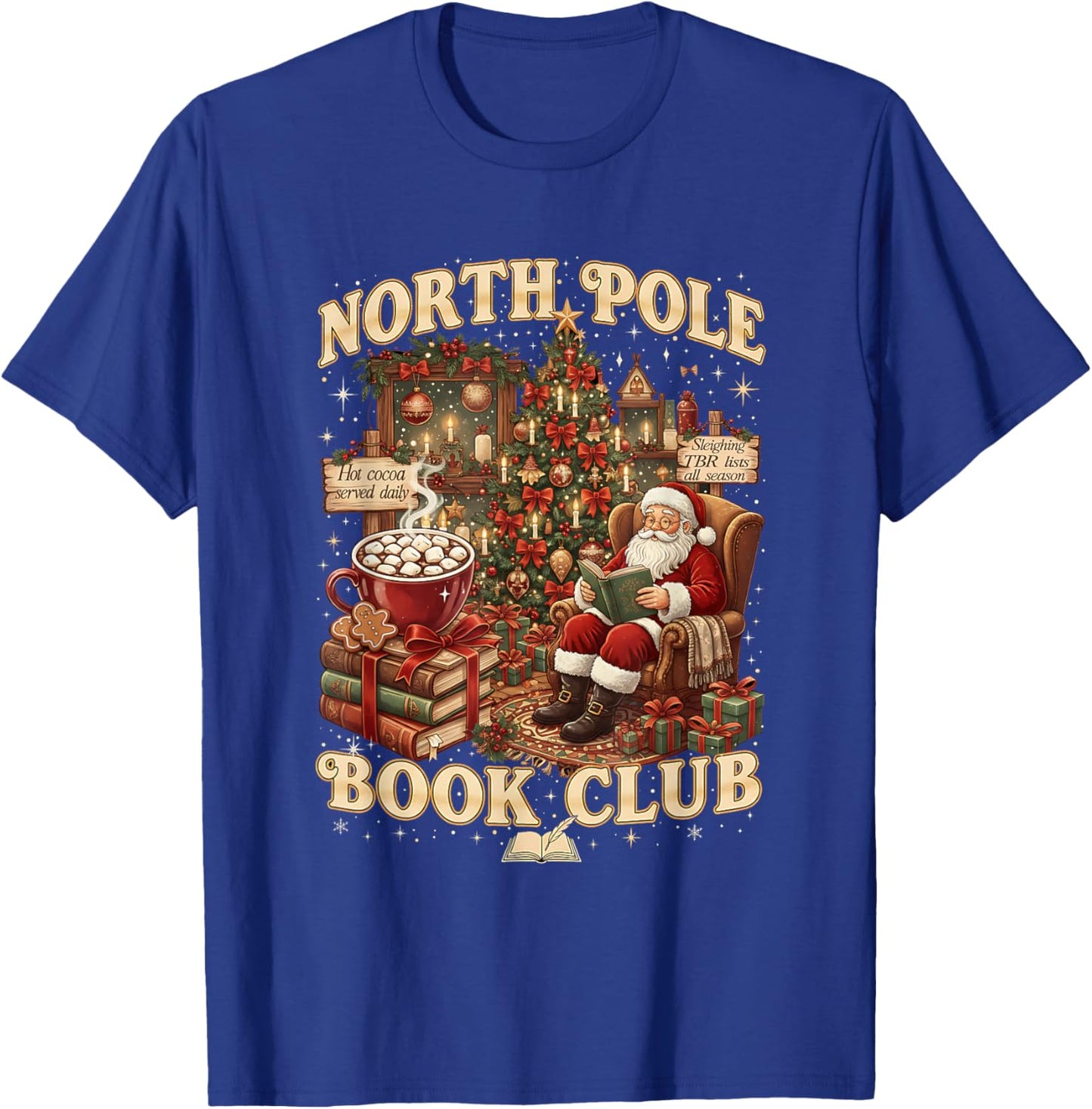 North Pole Book Club Cozy Christmas Reading Gift T-Shirt - T-Shirt | Royal