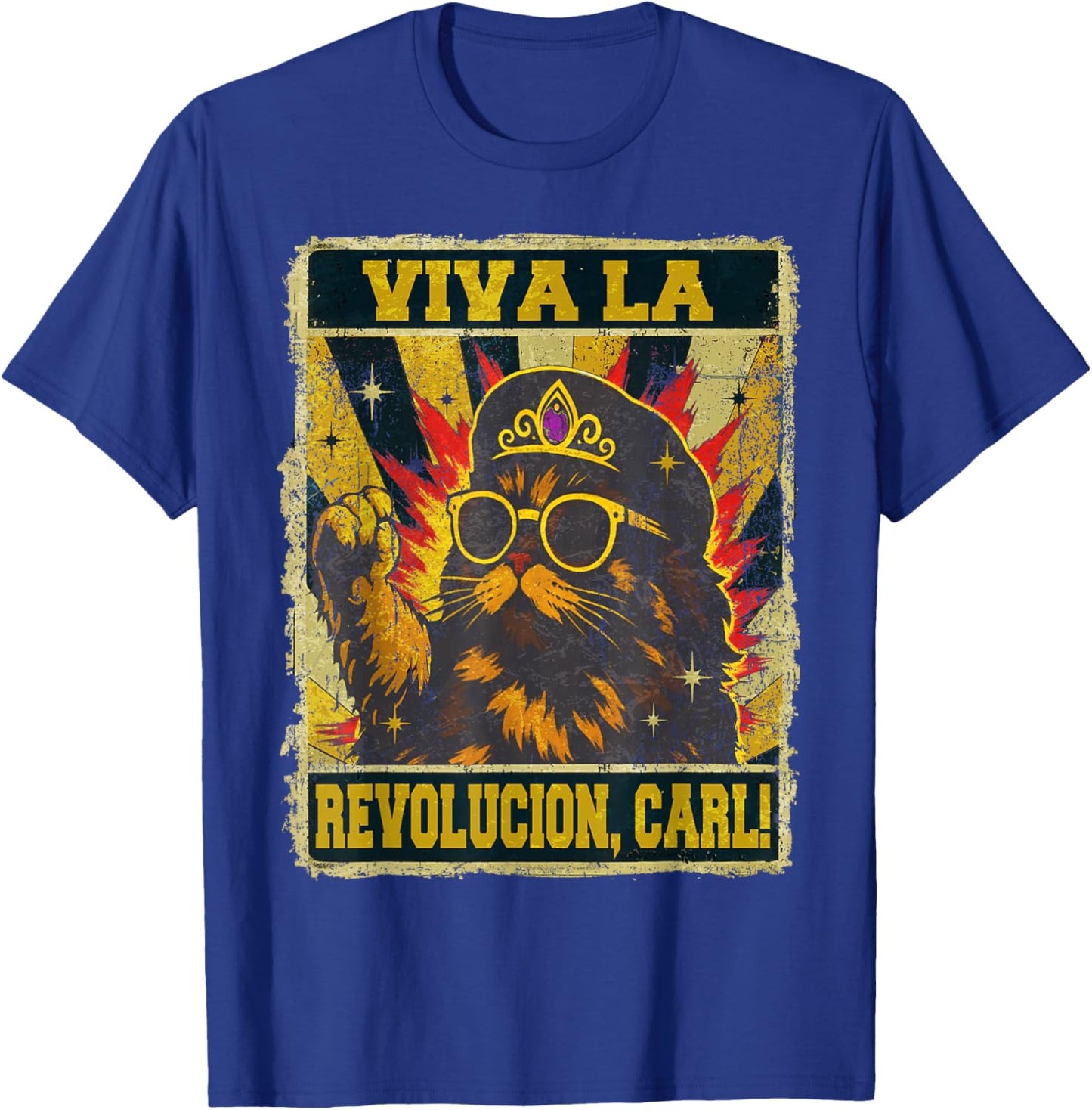 Viva La Revolucion Carl Funny Cat Lover T-Shirt - T-Shirt | Royal