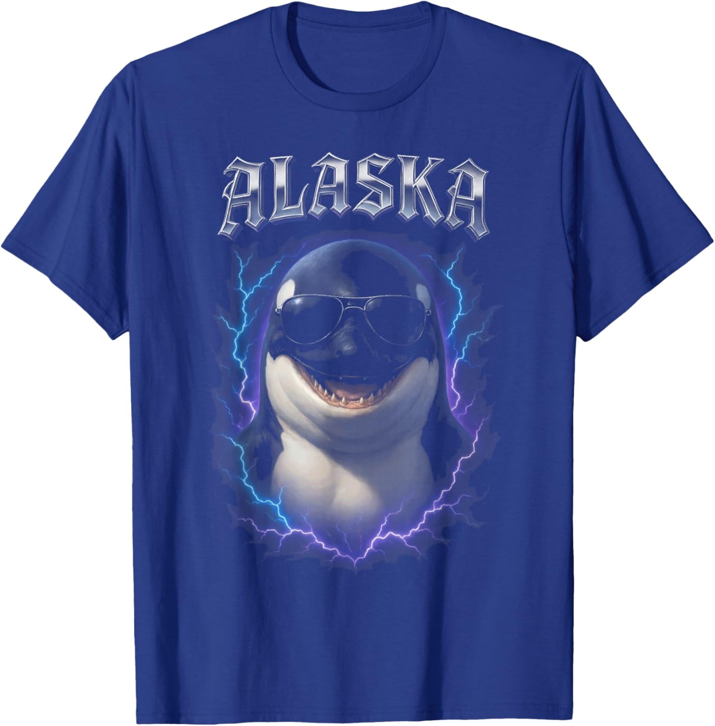 Alaska Whale Overloaded Graphic T-Shirt - T-Shirt | Royal