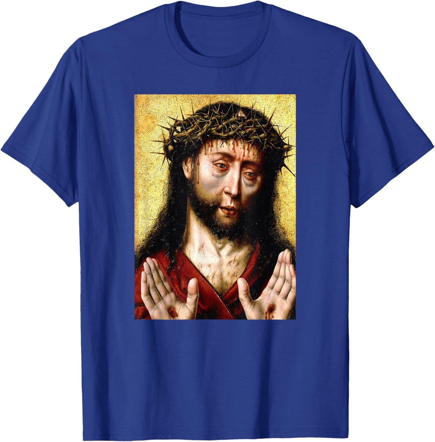 Jesus Christ Man of Sorrows Aelbert Bouts Painting 1500 T-Shirt - T-Shirt | Royal