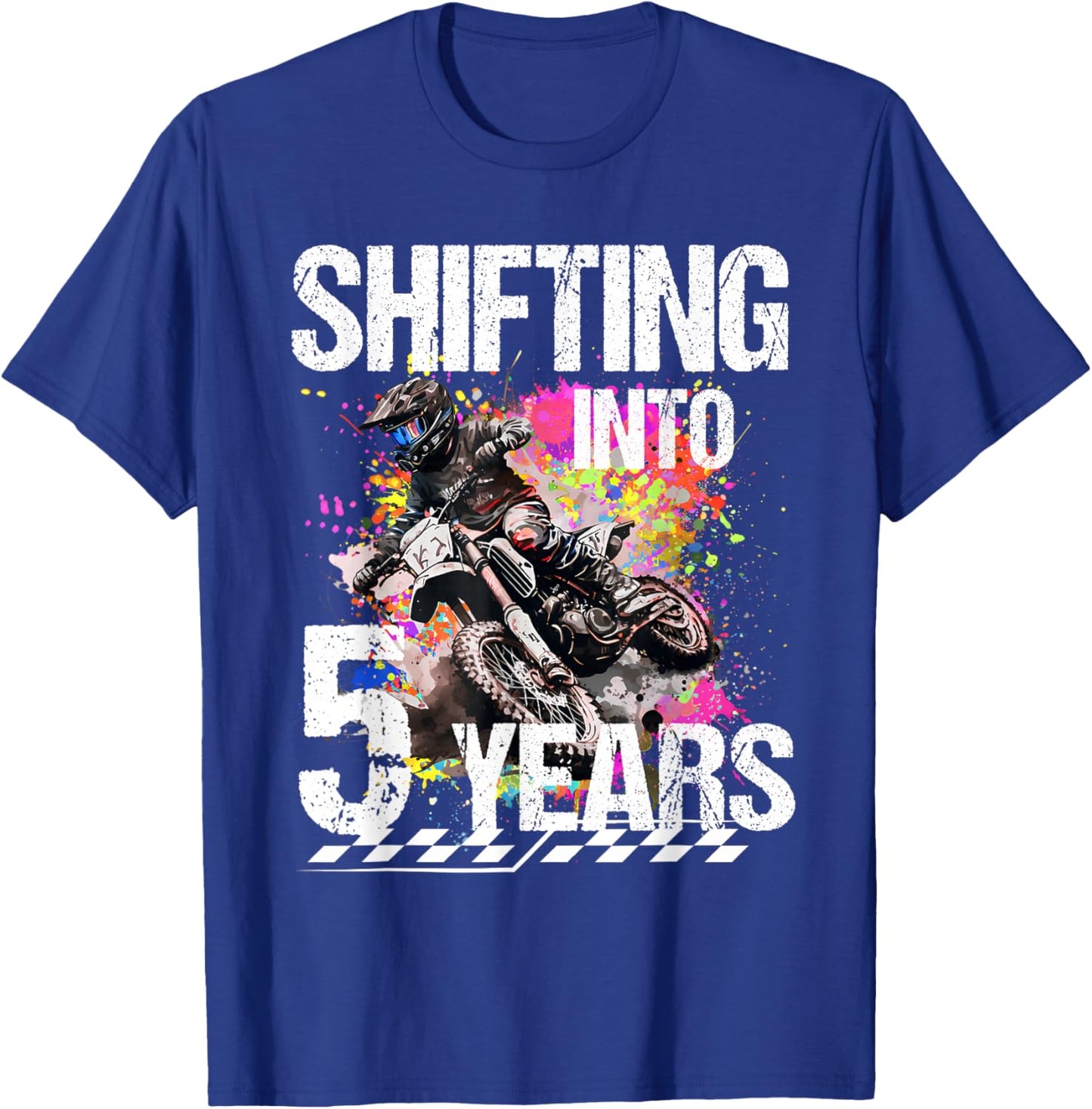 Shifting Into 5 Years Motocross Birthday Action Design T-Shirt - T-Shirt | Royal