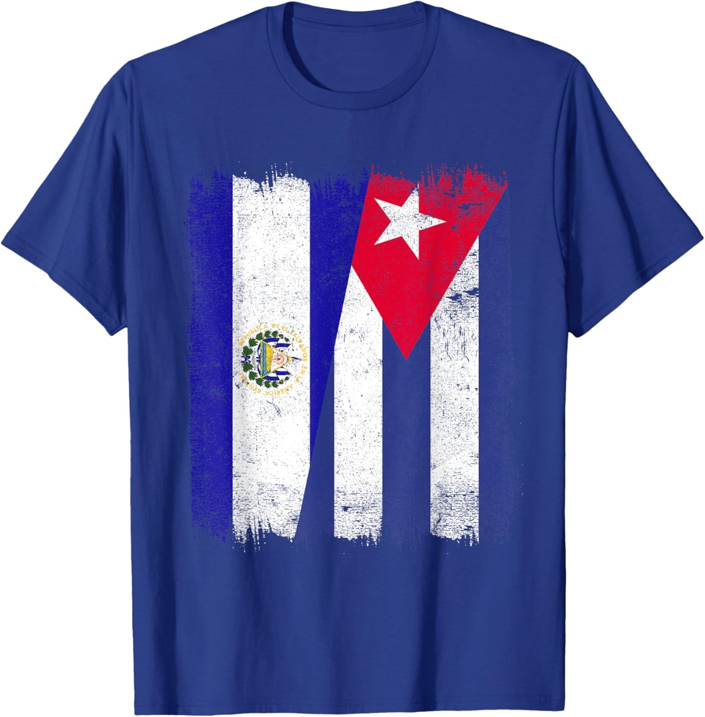 El Salvador Cuba Half Flag Salvadorian Cuban Heritage T-Shirt - T-Shirt | Royal