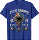 Funny Retro Puck Around and Find Out Funny Hockey Us Flag T-Shirt - T-Shirt | Royal