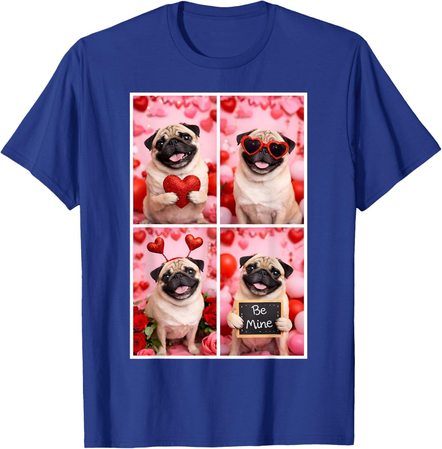 Photobooth Pug Valentines Day Dog Love T-Shirt - T-Shirt | Royal