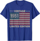 US Flag 75 Birthday American USA Men 75yr 1951 75th Birthday T-Shirt - T-Shirt | Royal