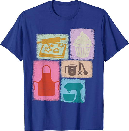 Baker Vintage Collage Baking Women Chef Foodie T-Shirt - T-Shirt | Royal