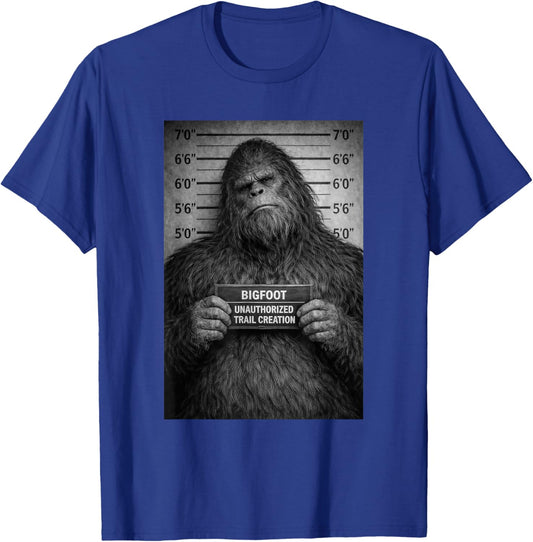 Sasquatch Mugshot Outdoor Humor Design T-Shirt - T-Shirt | Royal