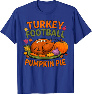 Turkey Football Pumpkin Pie Fall Football Autumn Pumpkin T-Shirt - T-Shirt | Royal