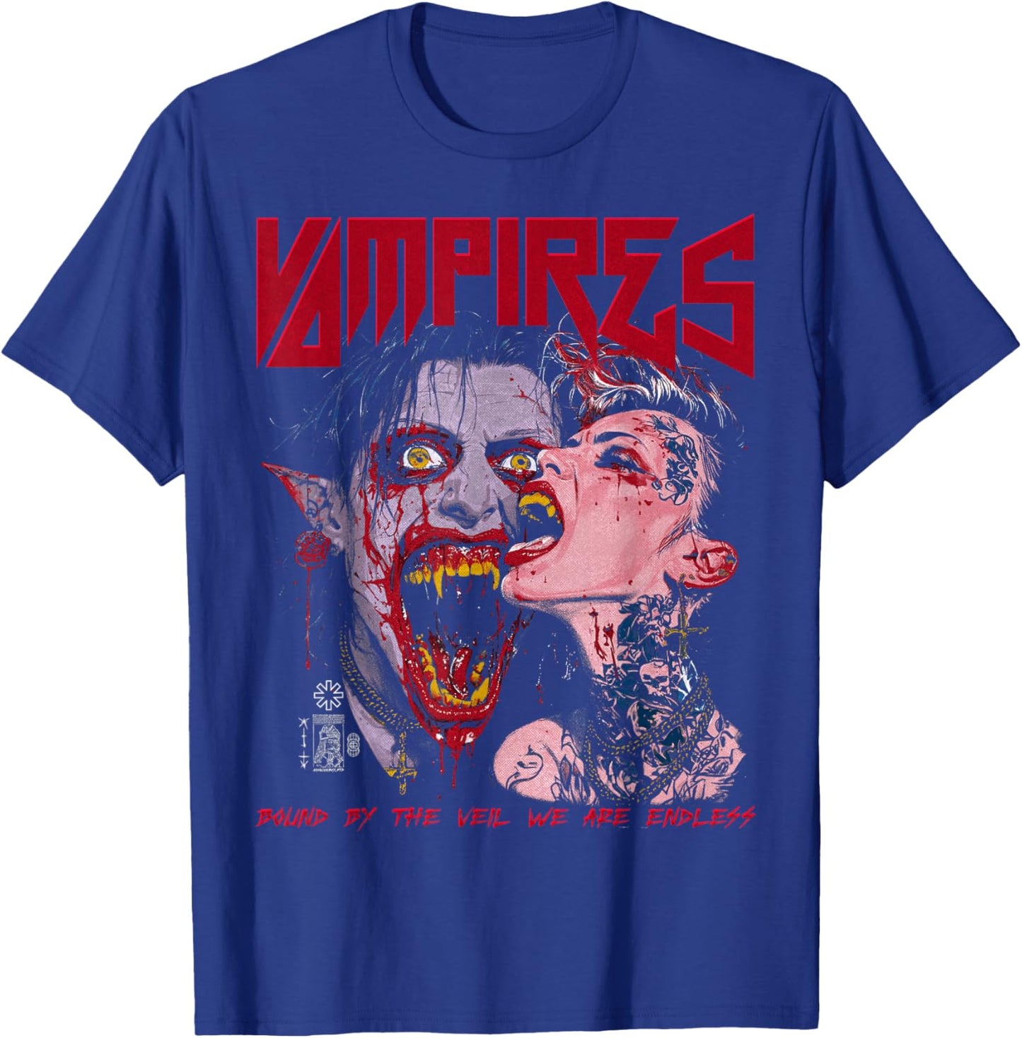 Spooky Halloween Vampire Couple Vintage Horror Goth Punk Alt T-Shirt - T-Shirt | Royal