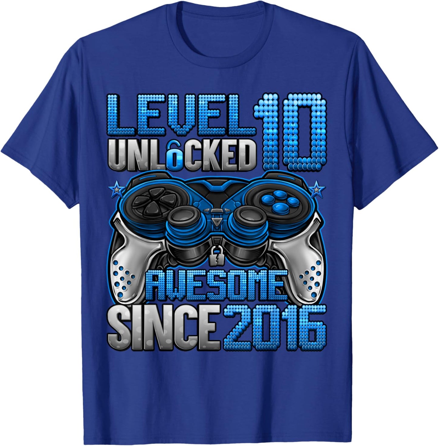 Level 10 Unlocked 10 Year Old Gifts Boys 10th Birthday Boy T-Shirt - T-Shirt | Royal