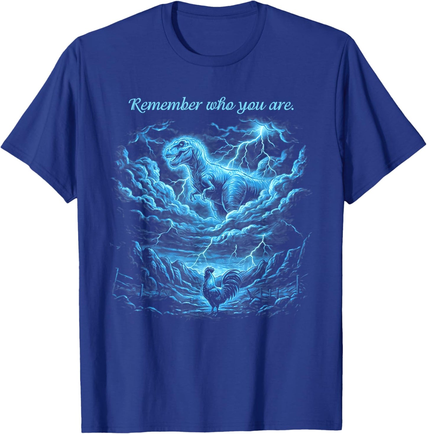 Vintage Remember Who You are Funny Dinosaur Chicken T-Shirt - T-Shirt | Royal