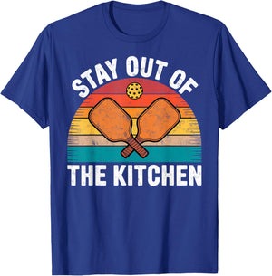 Vintage Stay Out of The Kitchen Pickleball Joke Squad Court T-Shirt - T-Shirt | Royal