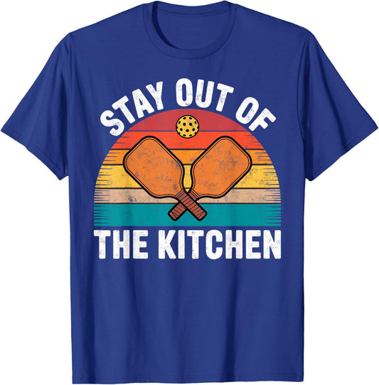 Vintage Stay Out of The Kitchen Pickleball Joke Squad Court T-Shirt - T-Shirt | Royal