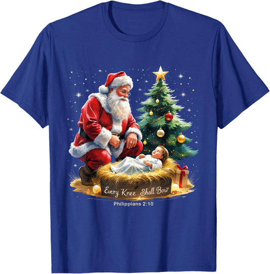 Every Knee Shall Bow Philippians 2:10 Christmas T-Shirt - T-Shirt | Royal