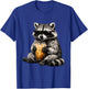 Raccoon Drinking Iced Coffee Retro Cool Animal Humor Funny T-Shirt - T-Shirt | Royal