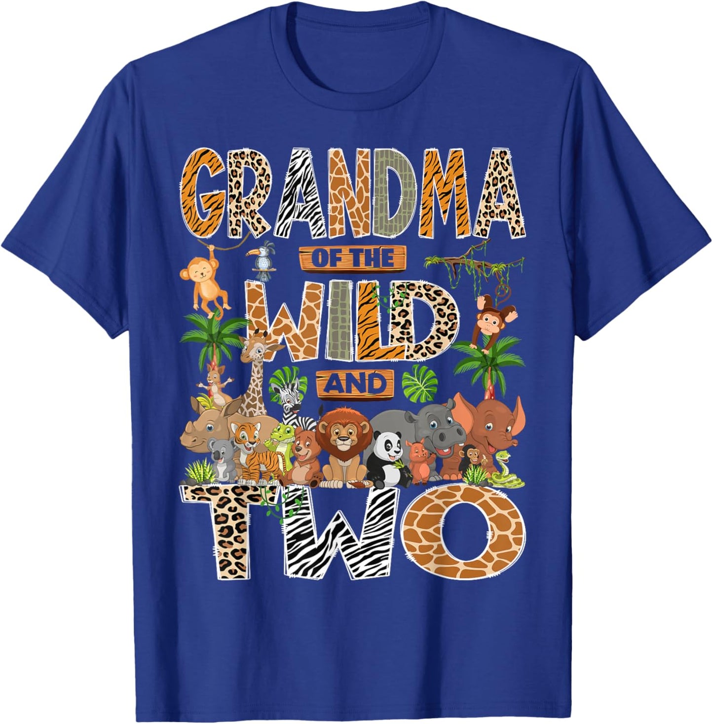 Grandma of The Wild & Two 2nd Birthday Boy Safari Jungle T-Shirt - T-Shirt | Royal