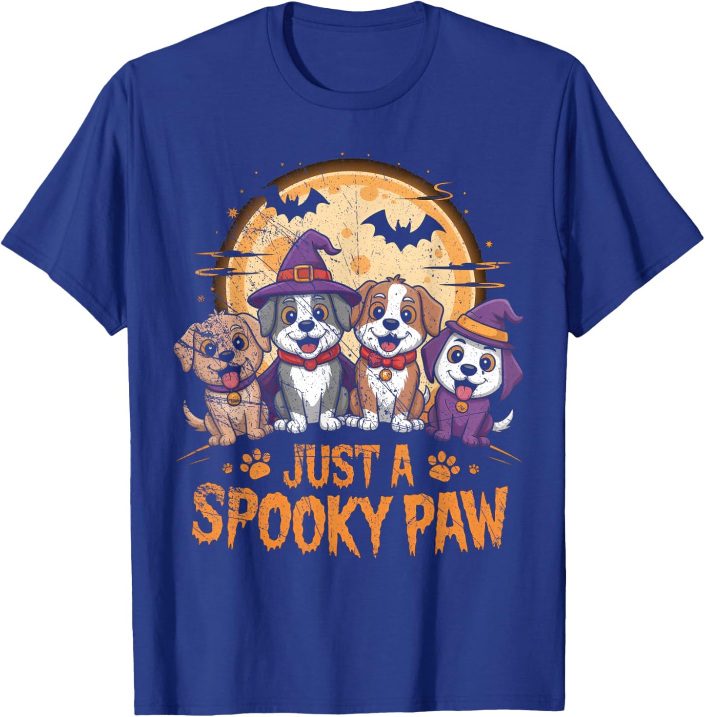 Funny Halloween Dog Ghost Costume Puppy Just A Spooky Paw T-Shirt - T-Shirt | Royal