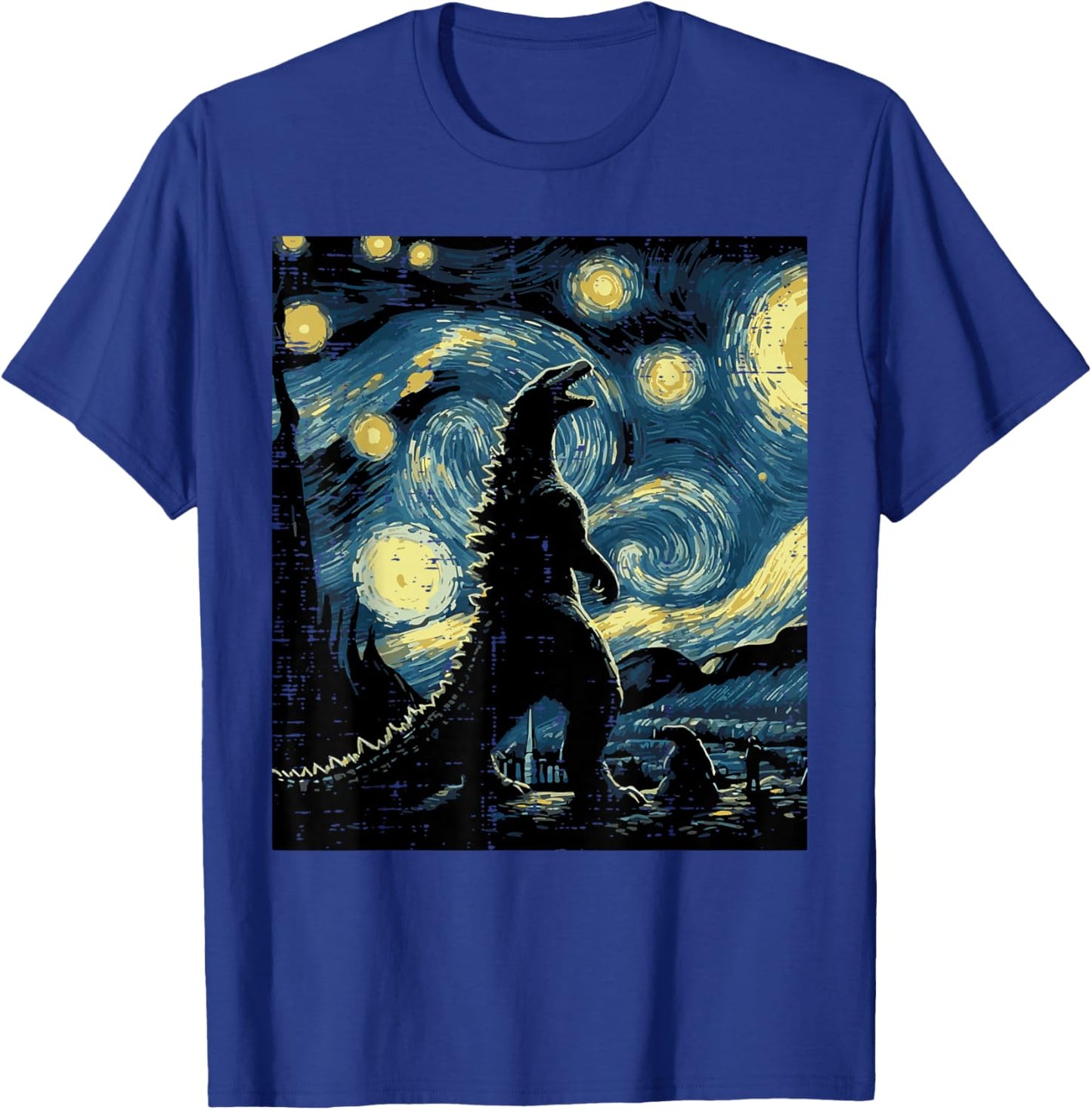 Japanese Monster Starry Night Funny Painting Men Women Kids T-Shirt - T-Shirt | Royal