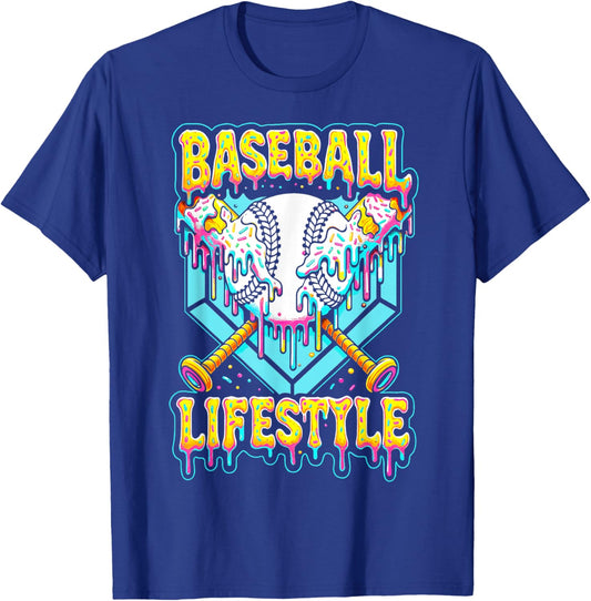 Baseball Life Style 101 Apparel Youth Drip Baseball Boys Kid T-Shirt - T-Shirt | Royal