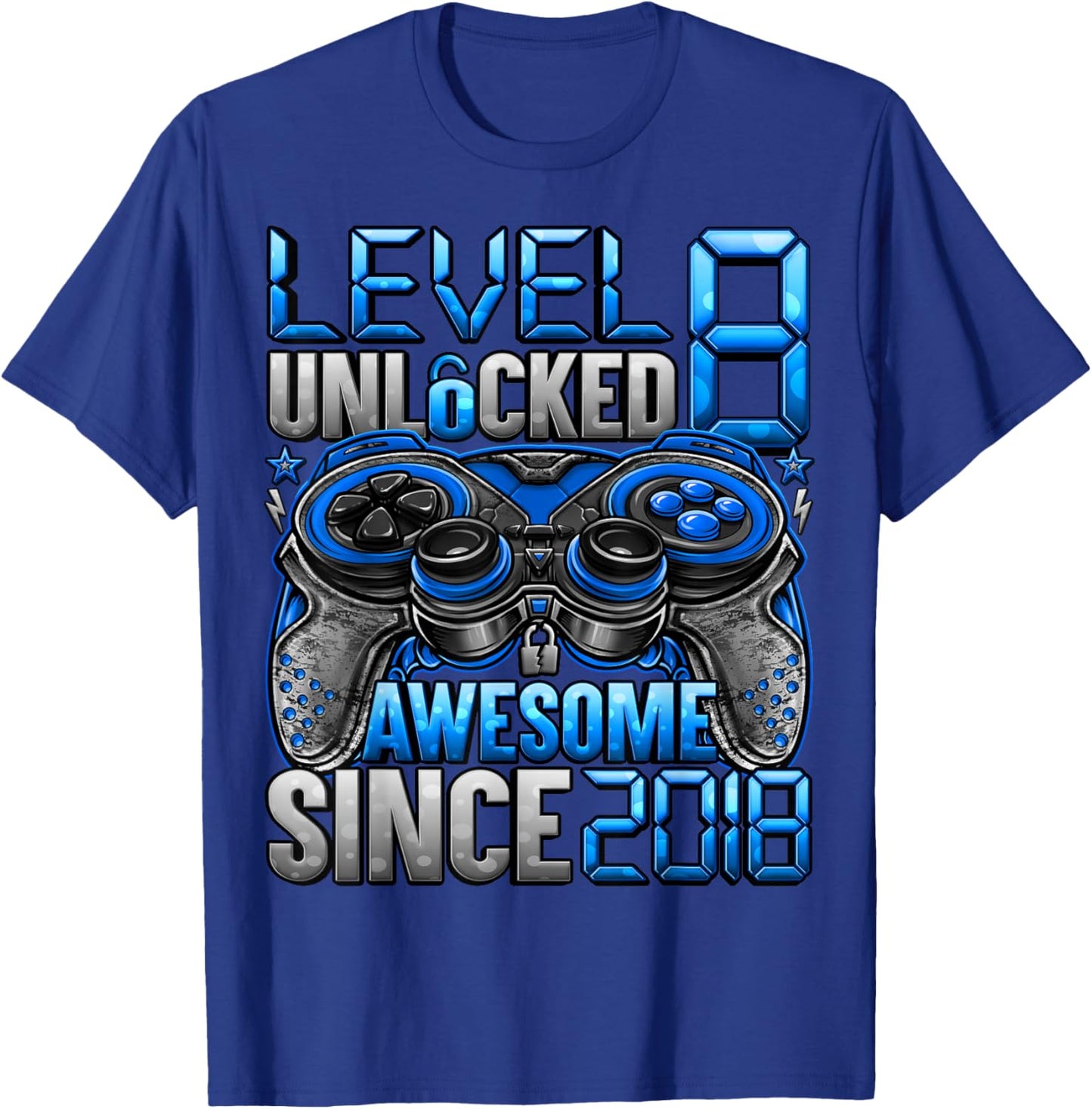 Level 8 Unlocked 8 Year Old Gifts for Boys 8th Birthday Boy T-Shirt - T-Shirt | Royal
