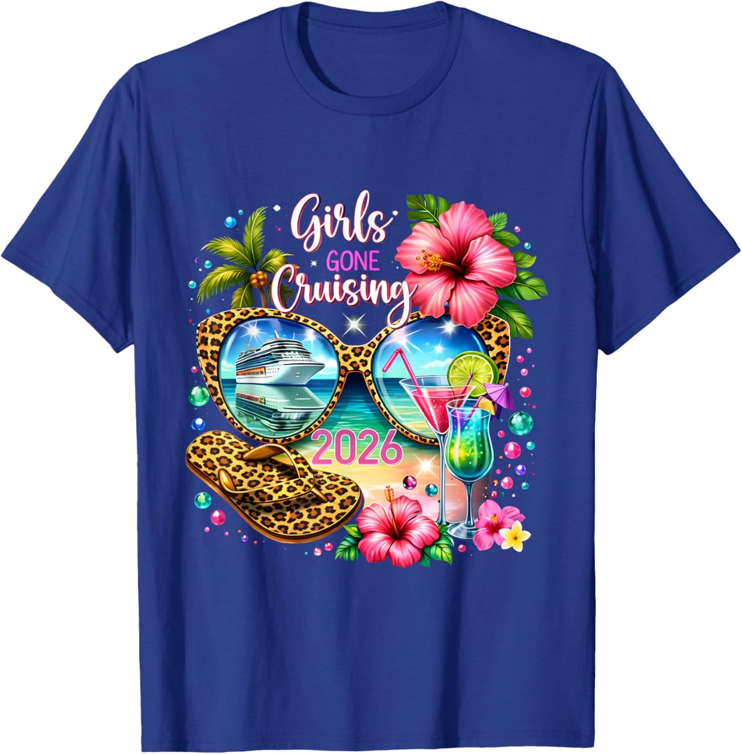 Girls Gone Cruising 2026 Tropical Vacation Party Trip T-Shirt - T-Shirt | Royal