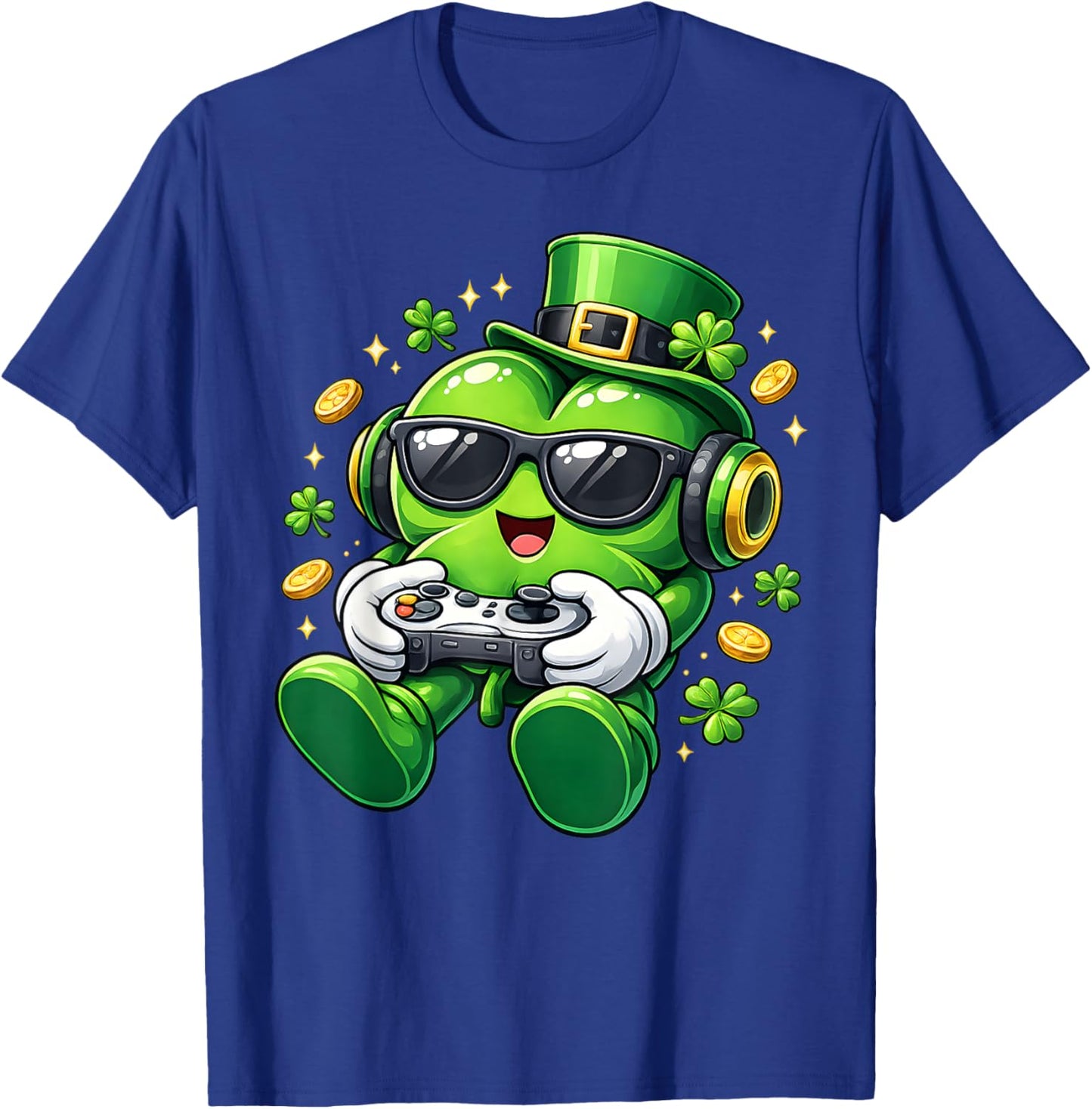 Video Game Shamrock St Patricks Day Gamer Boys Kids Gaming T-Shirt - T-Shirt | Royal