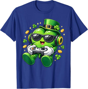 Video Game Shamrock St Patricks Day Gamer Boys Kids Gaming T-Shirt - T-Shirt | Royal