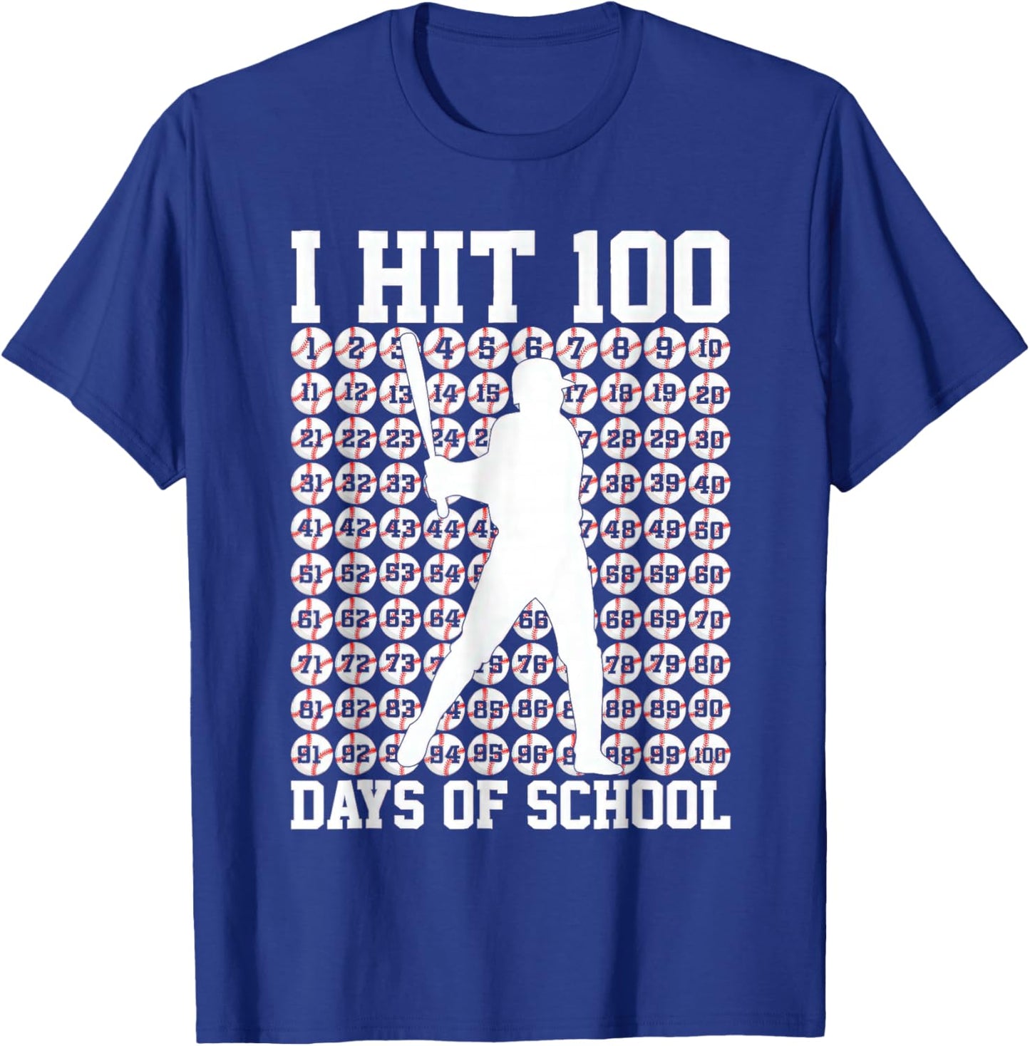100 Days of School Boys Kids 100th Day Balls for Baseball T-Shirt - T-Shirt | Royal