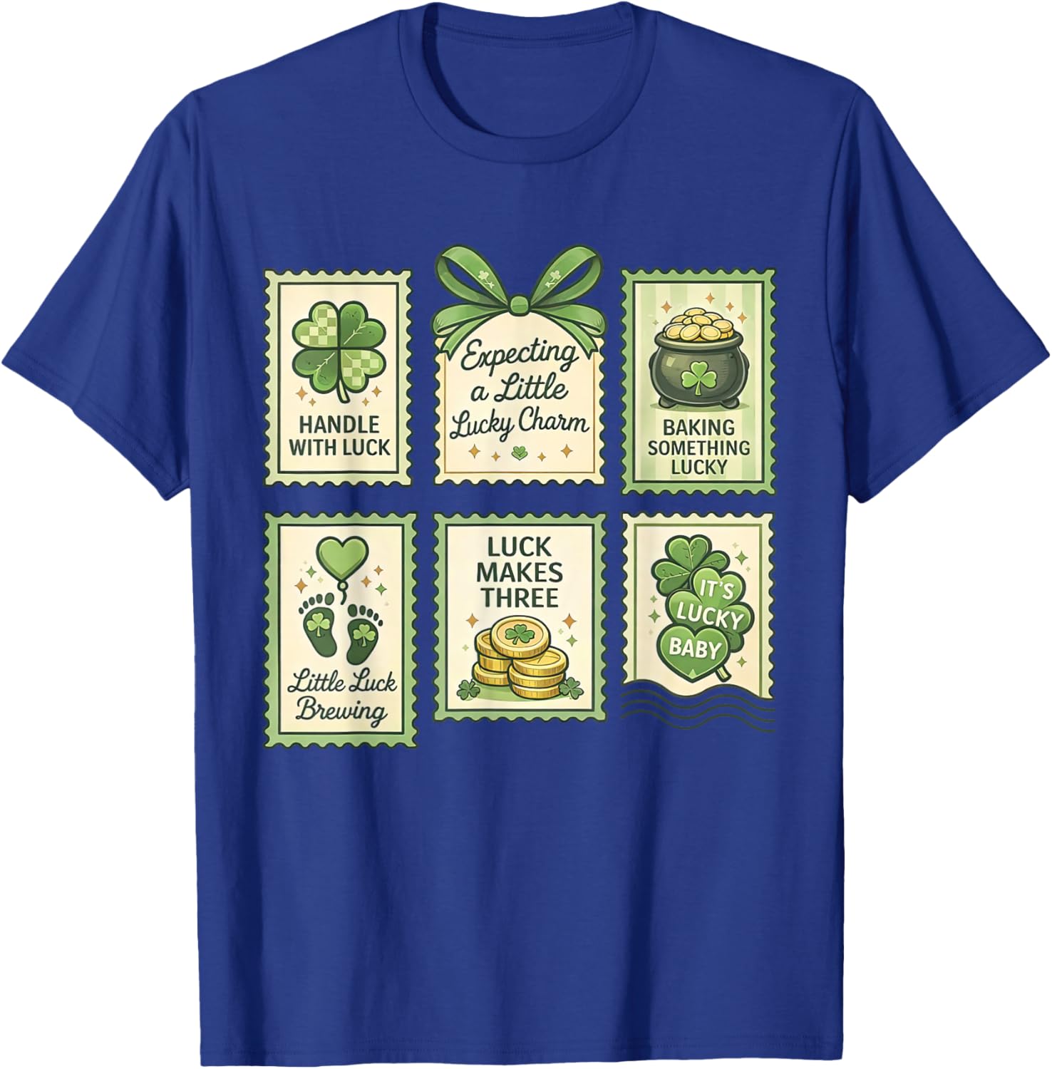 Stamp St. Patrick's Day Pregnancy Announcement Reveal Baby T-Shirt - T-Shirt | Royal
