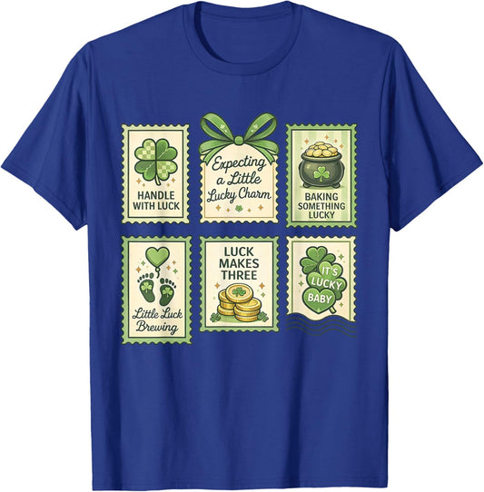 Stamp St. Patrick's Day Pregnancy Announcement Reveal Baby T-Shirt - T-Shirt | Royal