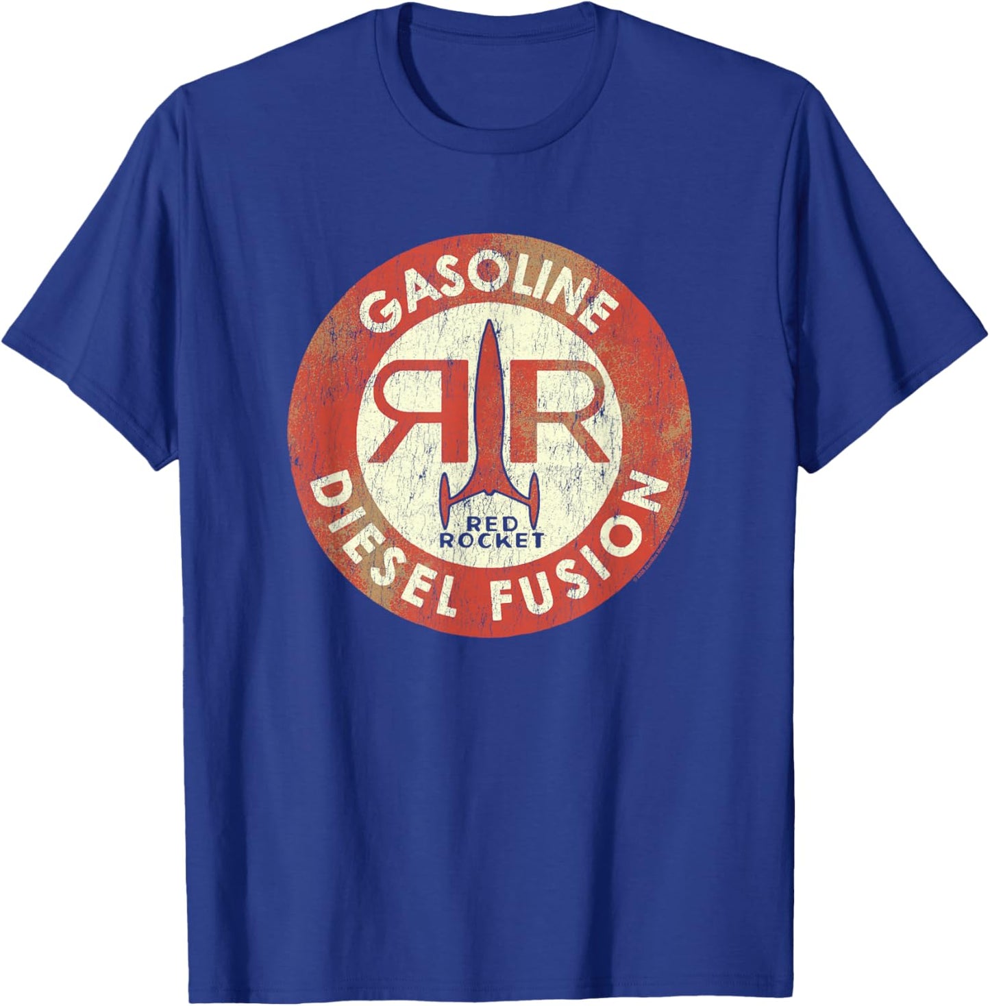Fallout Video Game Red Rocket Diesel Fuel Distressed Logo T-Shirt - T-Shirt | Royal