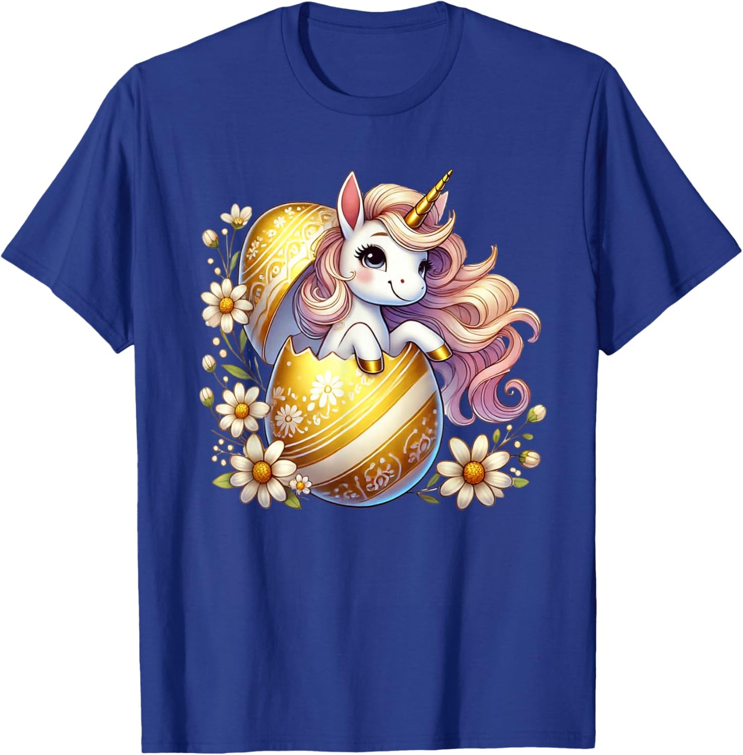 Easter Unicorn Shirt with Eggs Happy Easter Girls Kids Cute T-Shirt - T-Shirt | Royal