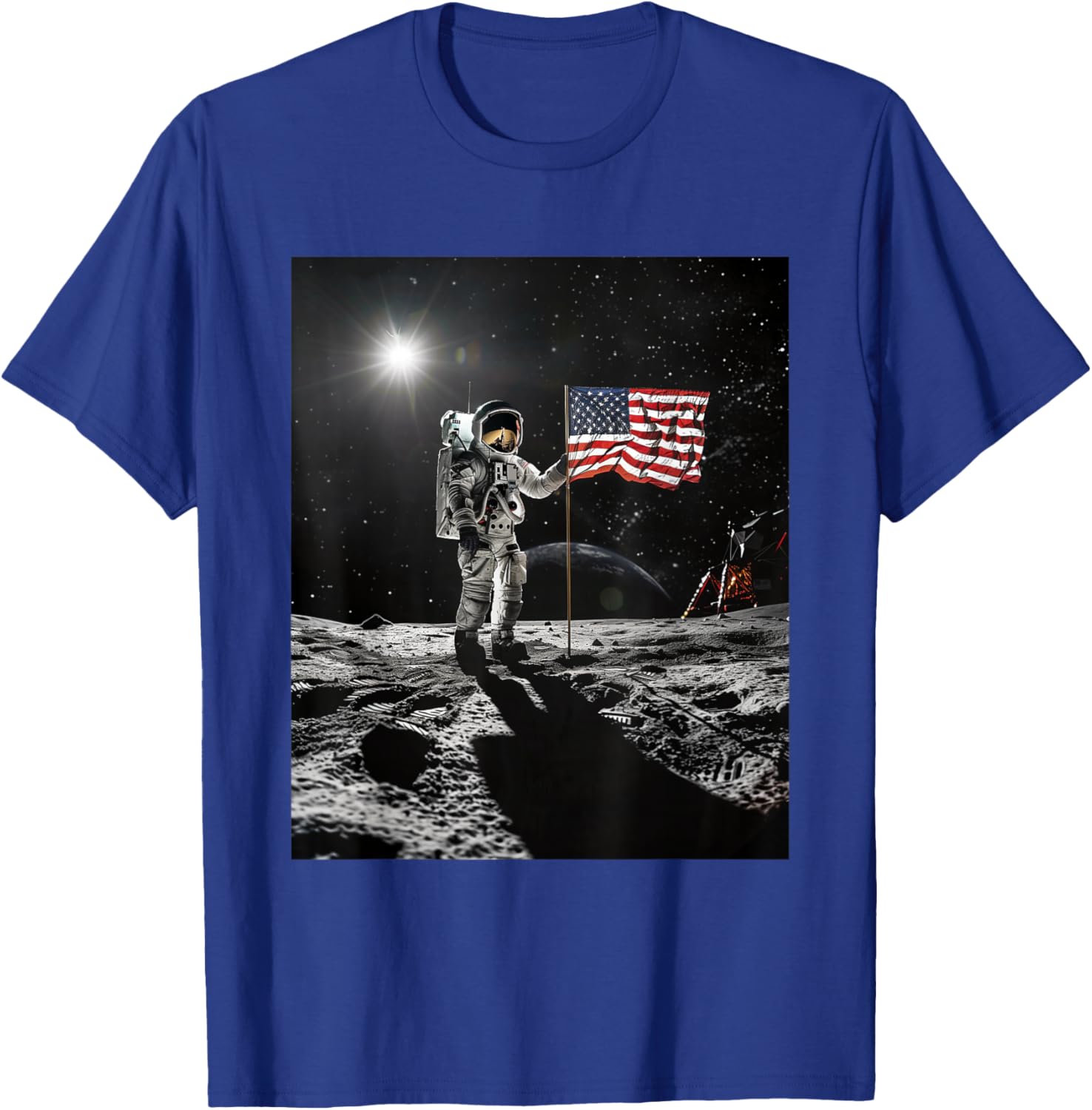Astronaut on Moon Space Graphic T-Shirt - T-Shirt | Royal