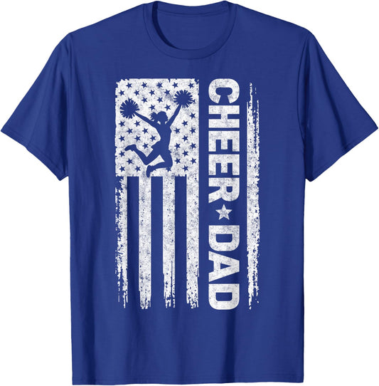 Cheer Dad Cheerleading Team Cheerleader Girl Fan Father T-Shirt - T-Shirt | Royal