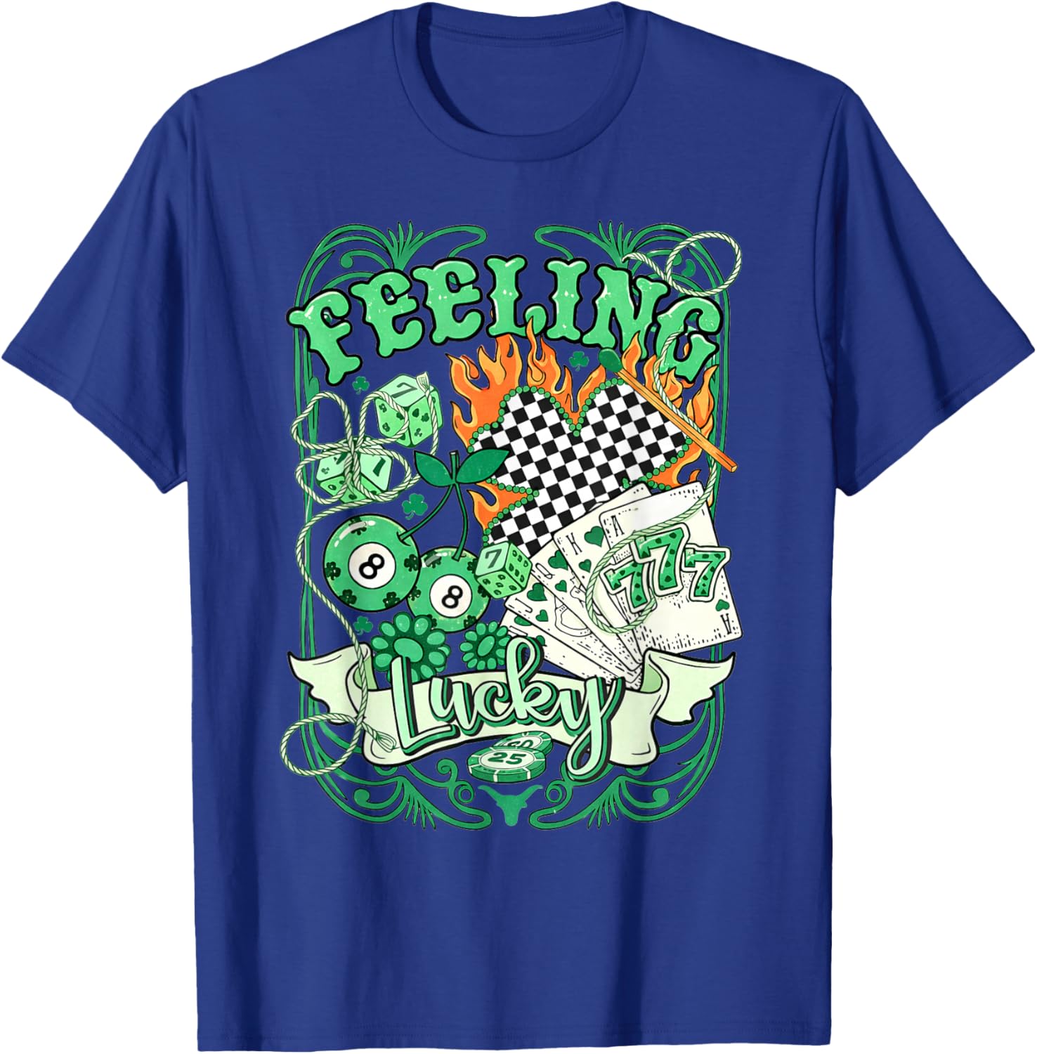 Feeling 88 Lucky St Patricks Day Casino Clover 777 T-Shirt - T-Shirt | Royal