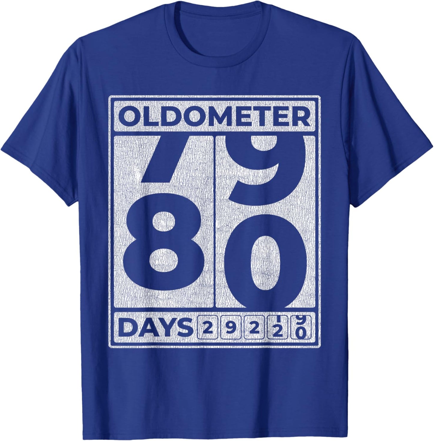 Oldometer 80 Funny 80th Birthday Gift T-Shirt - T-Shirt | Royal