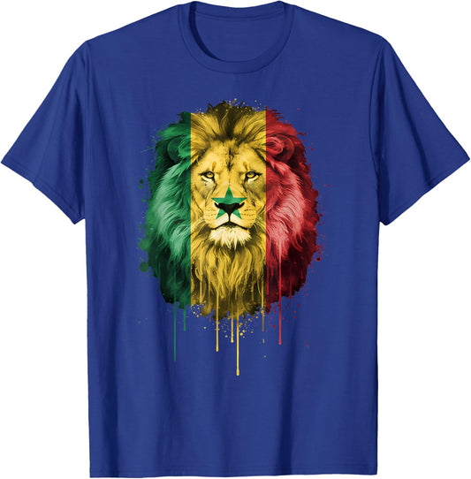 Senegal Roots Lion Senegalese Flag T-Shirt - T-Shirt | Royal