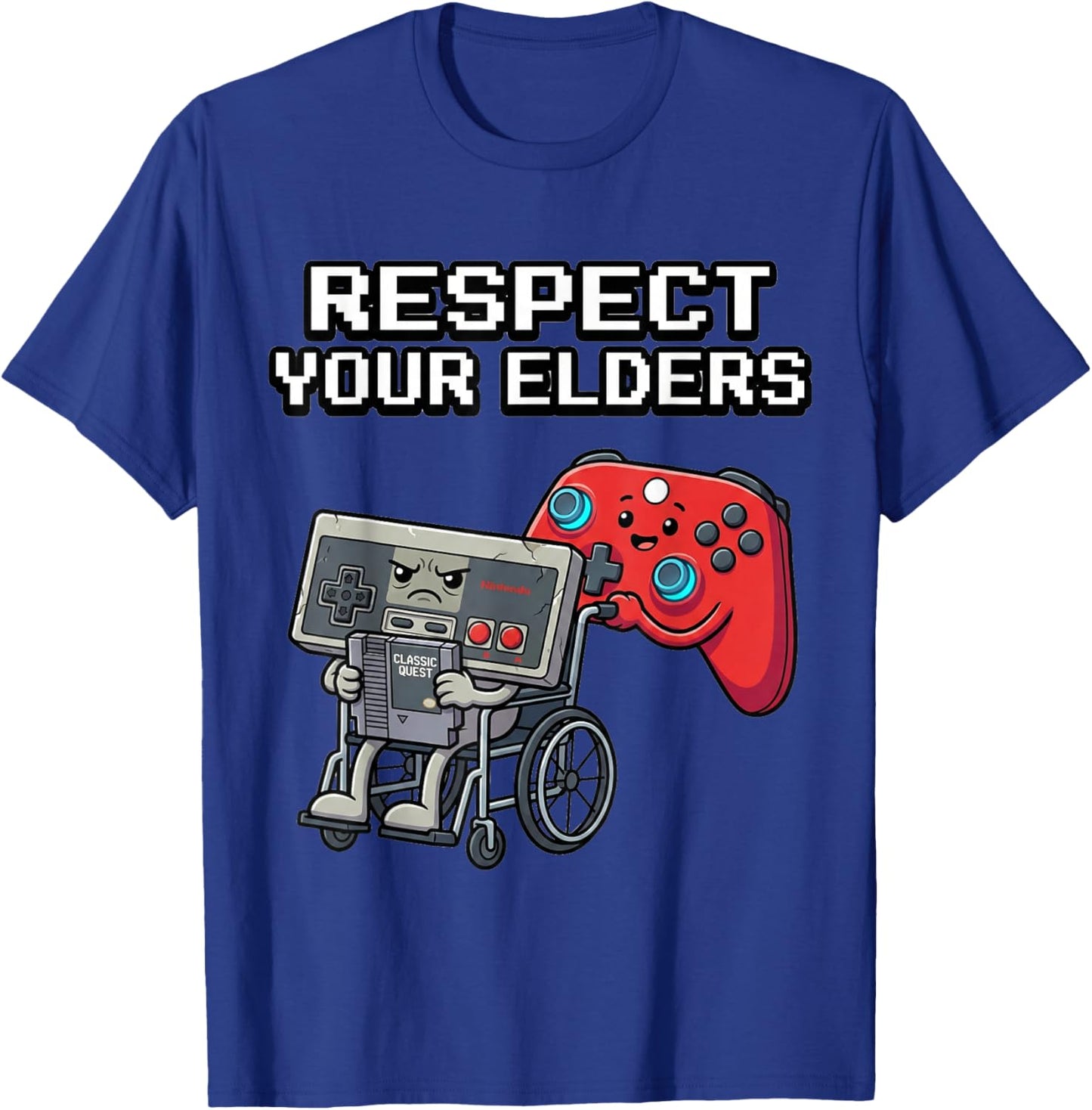 Respect Your Elders Retro Gaming Funny Gamer Controller 80s T-Shirt - T-Shirt | Royal