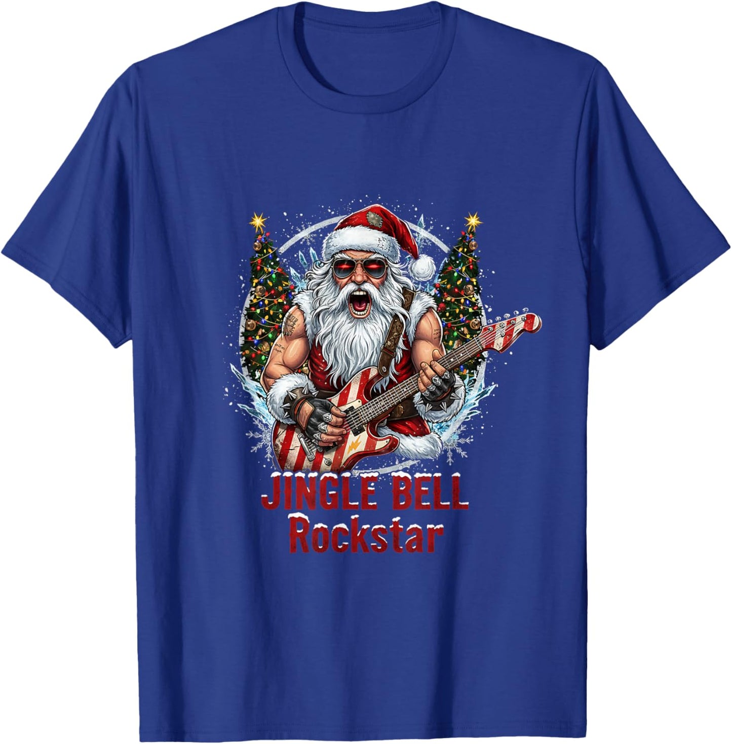 Christmas Vibe Retro Rockin Santa Jingle Bell Rock T-Shirt - T-Shirt | Royal