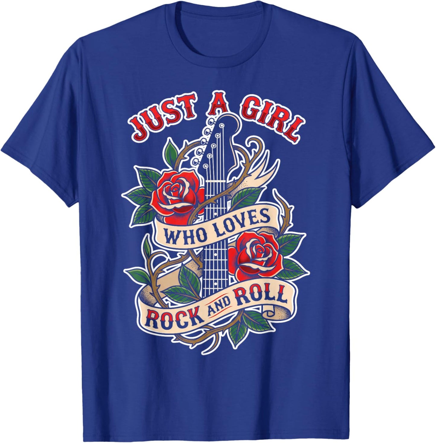 Rock n Roll Just a Girl Who Loves Rock and Roll Music Fan T-Shirt - T-Shirt | Royal