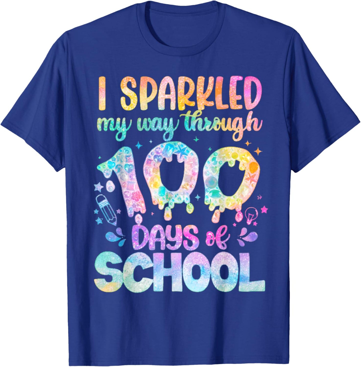 I Sparkled My Way Through 100 Days of School 100th Day T-Shirt - T-Shirt | Royal