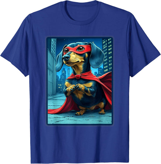 Super Dachshund Cute Superhero Doggie T-Shirt - T-Shirt | Royal