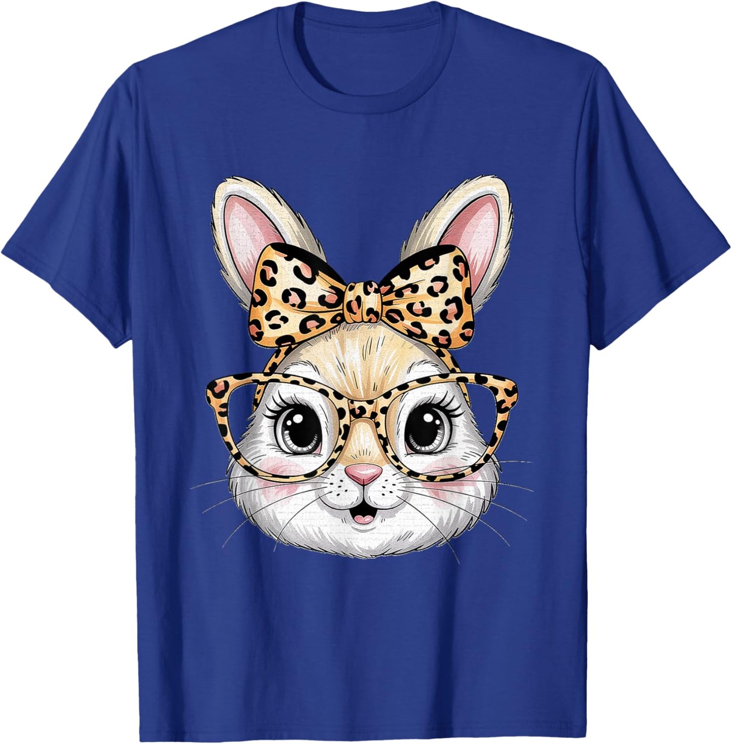 Bunny Face with Glasses Bandana Leopard Rabbit Easter Day T-Shirt - T-Shirt | Royal