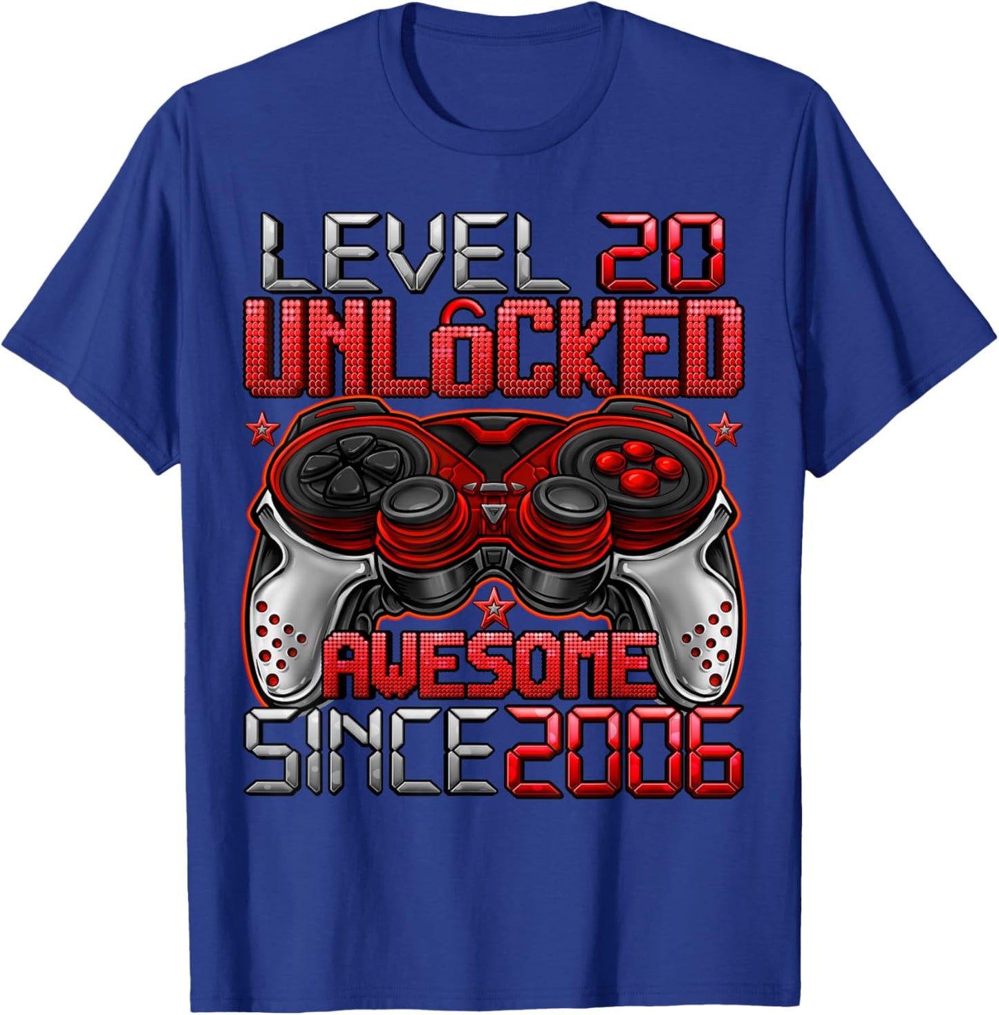 Level 20 Unlocked 20 Year Old Gifts Boys 20th Birthday Boy T-Shirt - T-Shirt | Royal