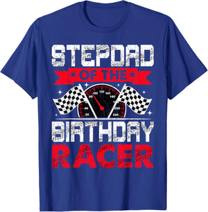 Stepdad of The Birthday Racer Bday Racing Car Family T-Shirt - T-Shirt | Royal