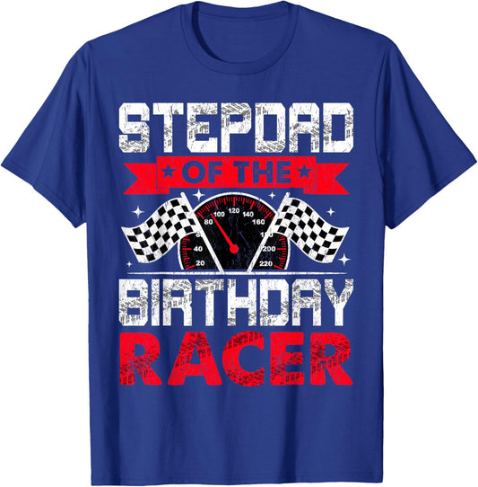Stepdad of The Birthday Racer Bday Racing Car Family T-Shirt - T-Shirt | Royal