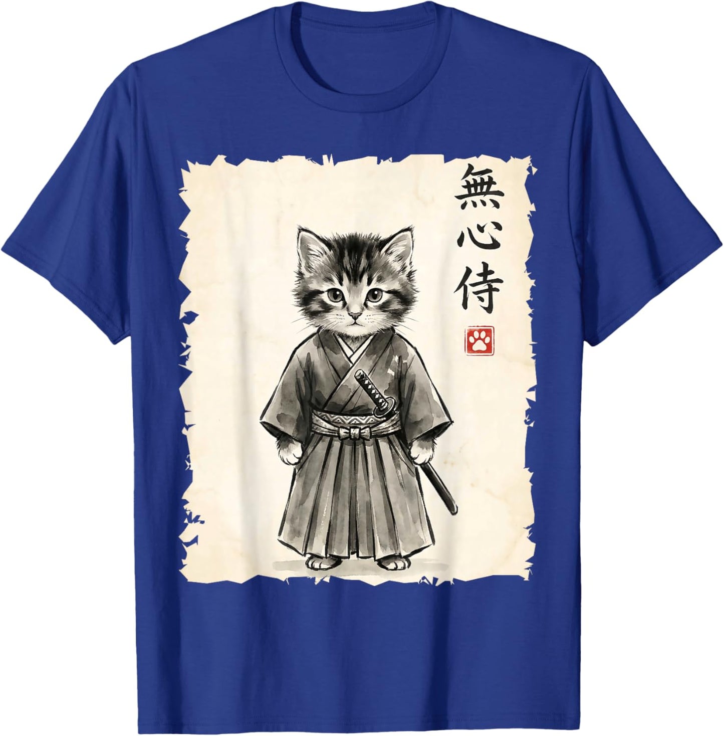 Samurai Cat Warrior Kawaii Anime Japanese Art Cat Samurai T-Shirt - T-Shirt | Royal