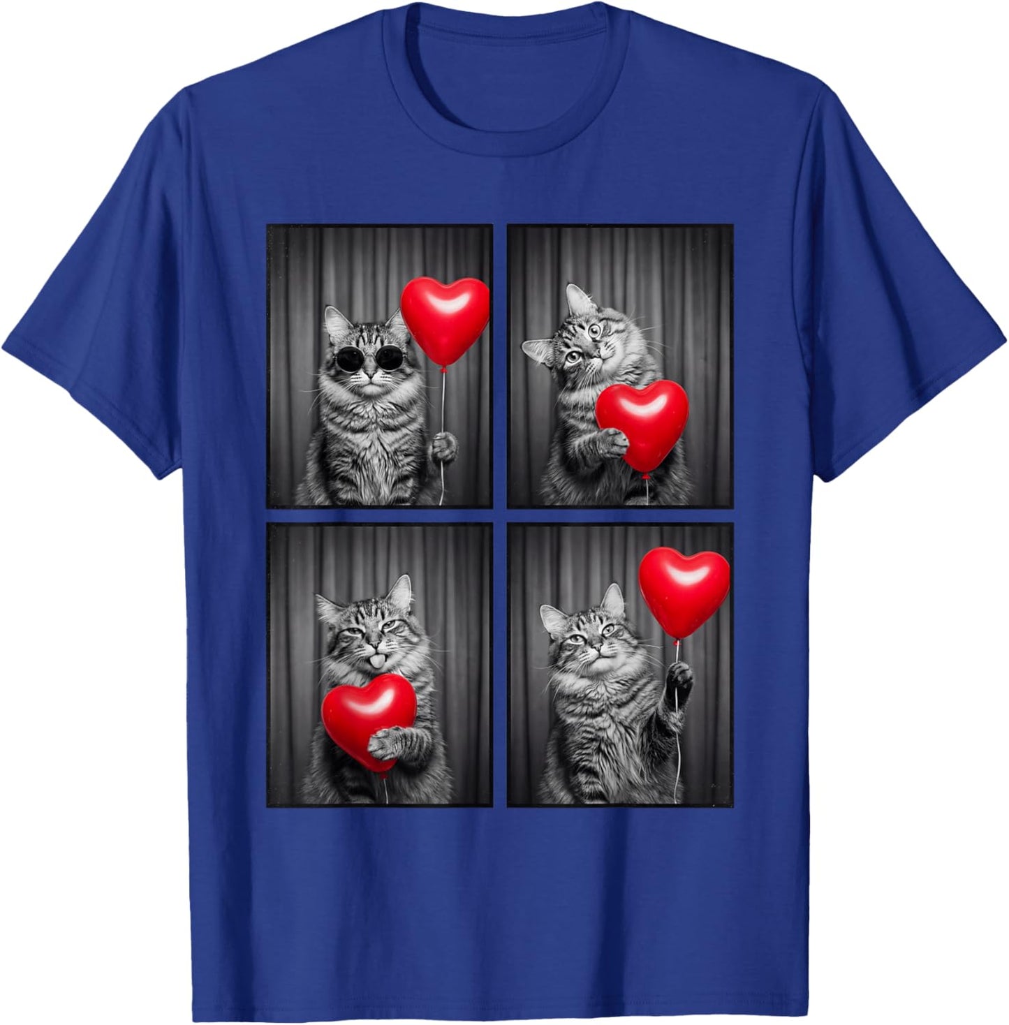 Funny Cat Photobooth Kitten Lover Design Valentines T-Shirt - T-Shirt | Royal