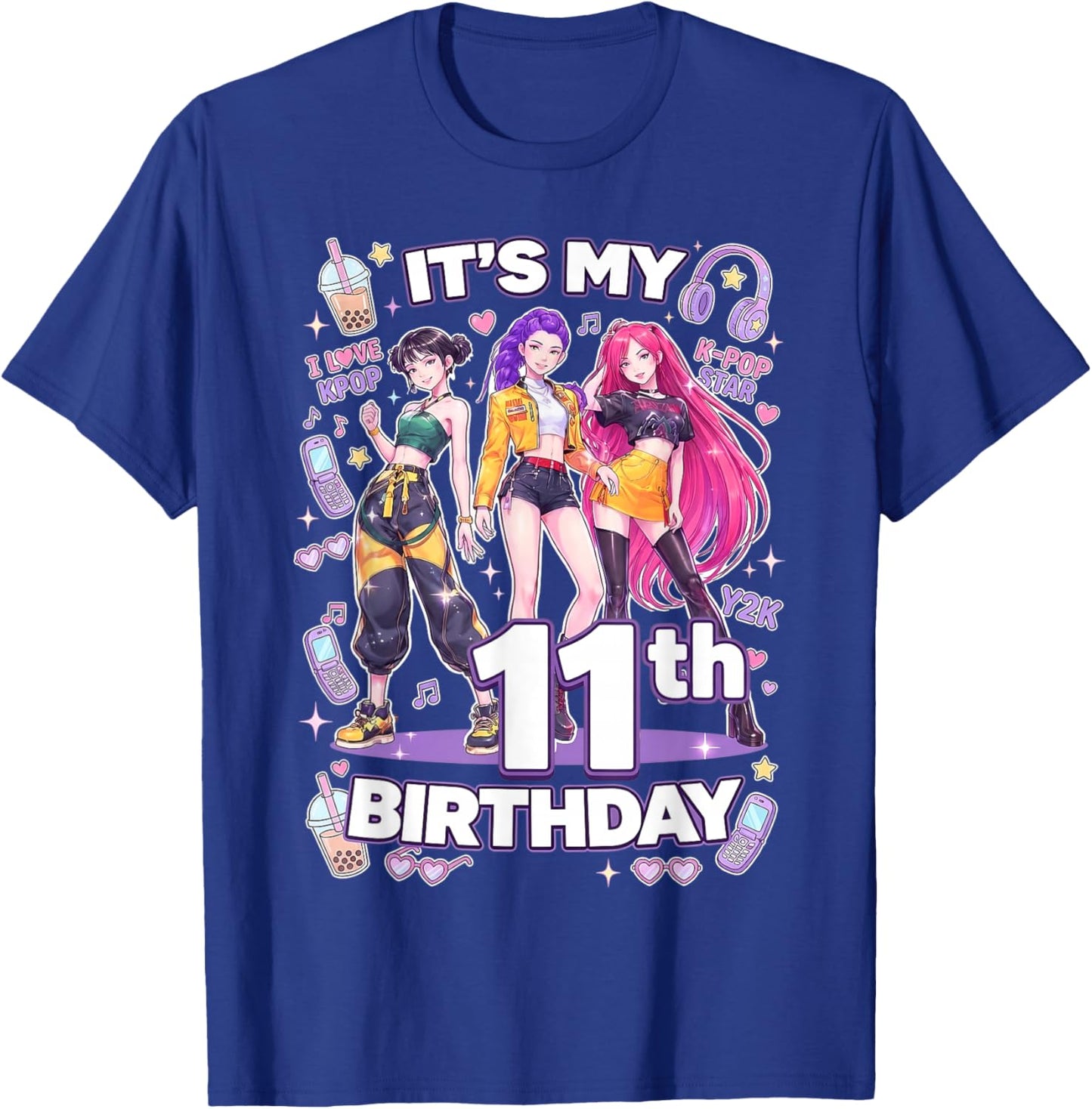 11th Birthday 11 Year Old Girl Korean Pop Kpop Bday Party T-Shirt - T-Shirt | Royal
