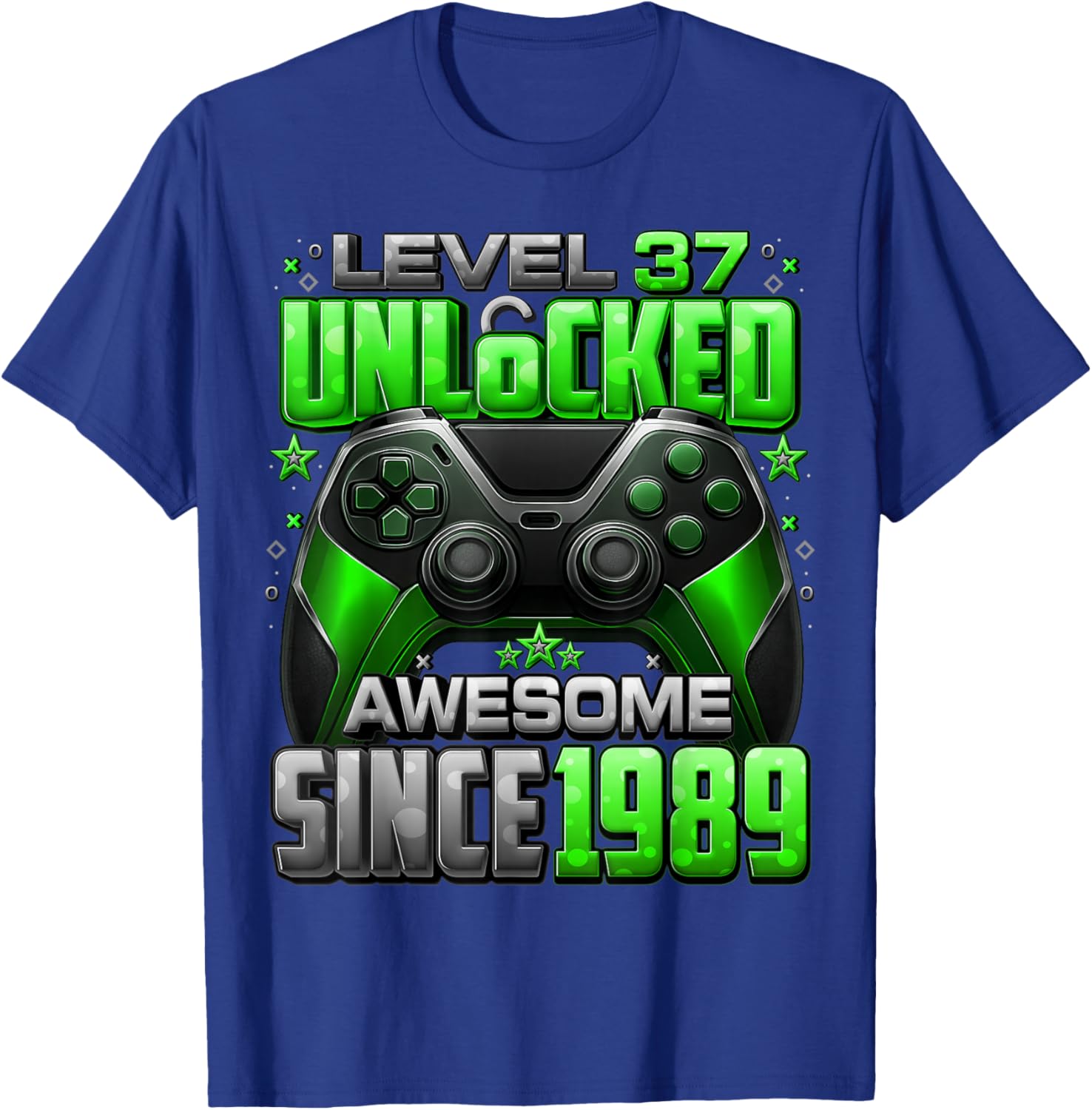 Level 37 Unlocked Awesome Since 1989 37th Birthday Gaming T-Shirt - T-Shirt | Royal